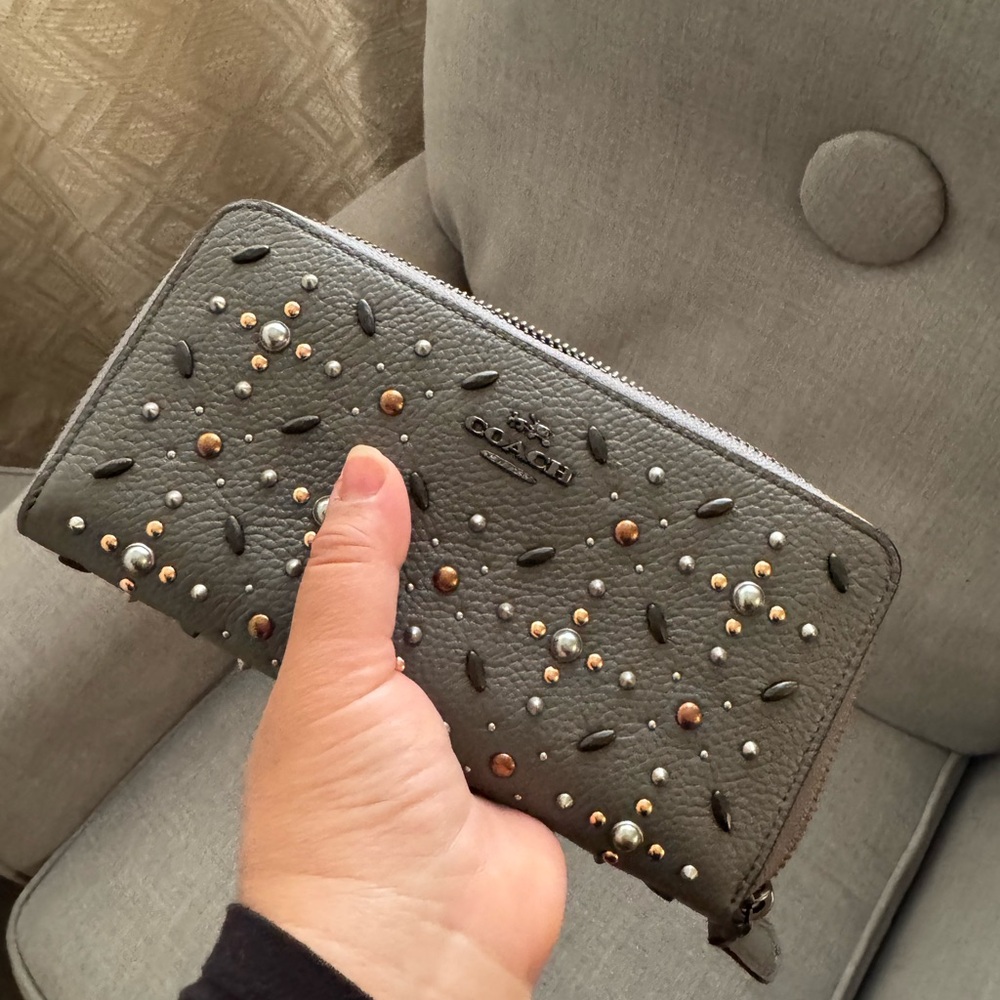 Coach Gray Studded Women's Wallet